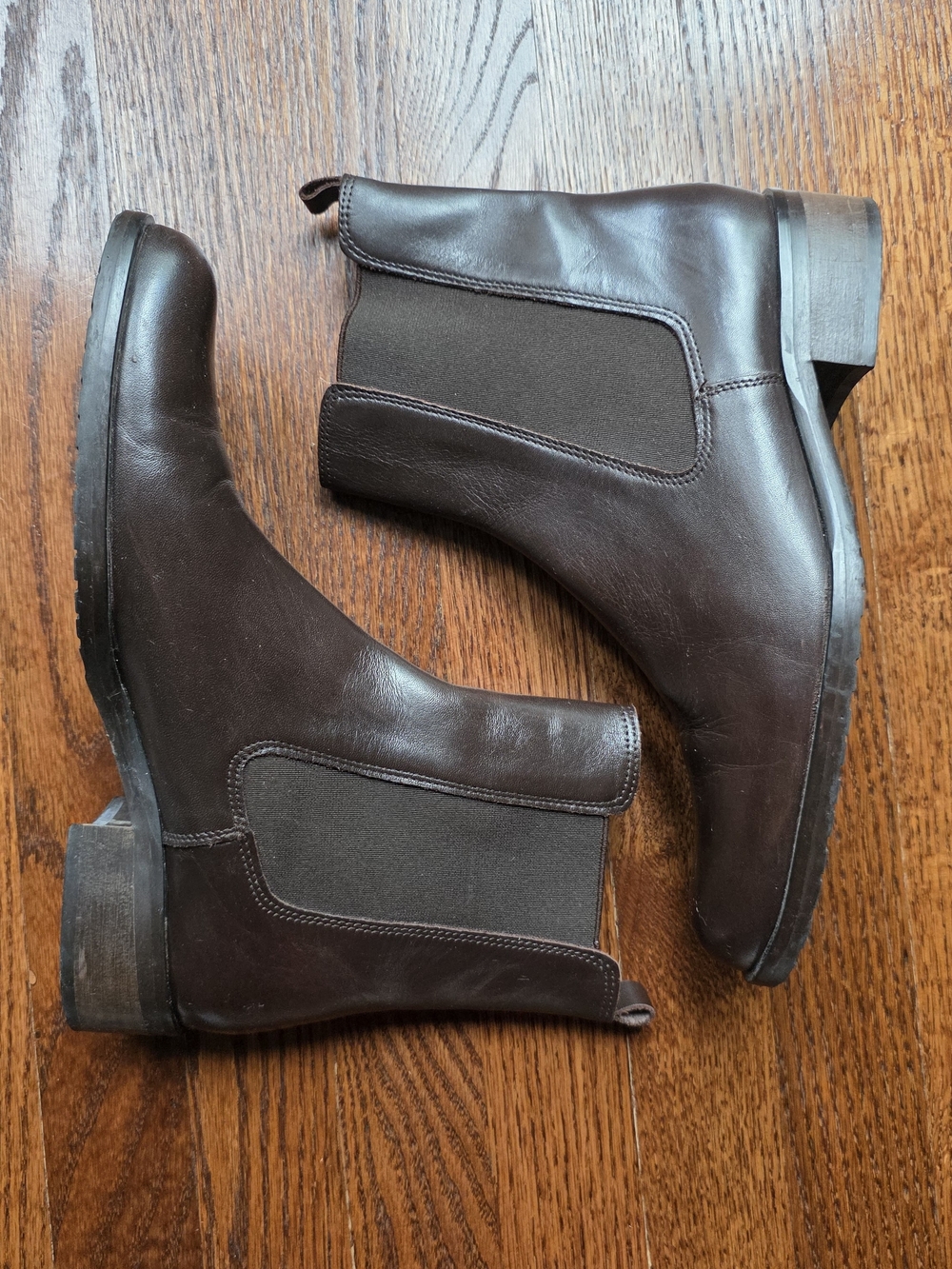 Italian Women's Ankle Boots in Dark Brown Leather - Classic Pull-On Style